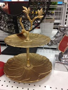 European Style Leaf Design Two Tier Round Eco-Friendly High Quality Aluminium <b>Cake</b> <b>Stand</b> for Party Christmas Festival Events - Product Image 3