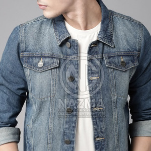 Hot Selling Premium Quality 100% Cotton Front Logo Jeans Jacket Comfortable Men Winter Jackets for Online Sale - Product Image 4