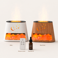 Diffuseur d'arômes électrique 260 ml effet bois, pierre de sel flamboyante, humidificateur d'huiles essentielles en plastique écologique avec lumière colorée, garantie 1 an - Vente chaude