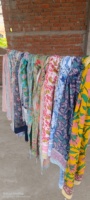 Sarung Bikini Pareo Katun 100% Motif Cetak Blok Dabu, Syal Persegi Buatan Tangan & Saputangan Motif Bagru