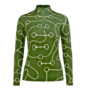 WOmen's Half-Zipper Long Sleeve Horse Riding Base Layers Equestrian Tops Moisture Wicking Technical Fabric Horse Riding <b>Shirt</b> - Product Image 1