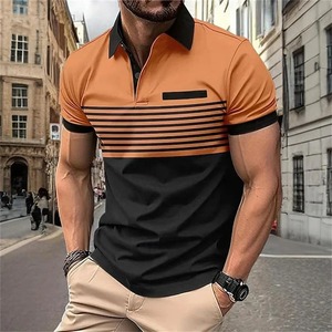 Camisa de manga corta con estampado de bloques de color para hombre, camisetas informales de verano de gran tamaño para uso diario, estilo de negocios para hombre maduro encantador, camisetas necesarias - Product Image 2
