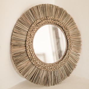 Miroir en jonc de mer tissé à la main Tenture murale Matériau naturel Design rustique vintage Taille personnalisée par KING CRAFT VIET - Product Image 3