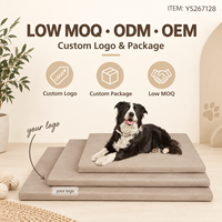 Matelas pour chien Yangyangpet en tissu aspect daim beige rectangulaire en mousse à mémoire de forme haute densité