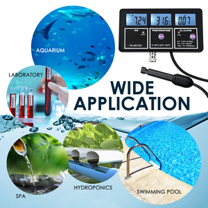 เครื่องวัดค่าหลายพารามิเตอร์แบบดิจิตอล ความแม่นยำสูง วัดค่า pH EC CF TDS อุณหภูมิ ติดผนัง พร้อมไฟแบ็คไลท์ สำหรับตู้ปลา สระว่ายน้ำ และตู้เลี้ยงปลา - Product Image 2
