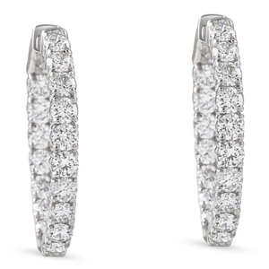 Pendientes de Aro Alargados con Diamantes Redondos - Product Image 1