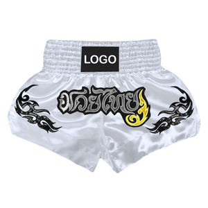 กางเกงขาสั้นกีฬา MMA แบบผูกเชือกโพลีเอสเตอร์พิมพ์ลายสำหรับทั้งชายและหญิงชุดชกมวยสีพื้นยืดได้ตามต้องการสำหรับผู้ใหญ่และผู้ชาย - Product Image 3