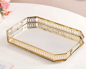 Luxury Design Food Safe <b>Beautiful</b> Stainless Steel Metal & Glass Dessert & Chocolates Serving Bowl Tray Made in High End Quality - Product Image 5