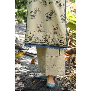 Conjunto de traje de lino beige sin coser bordado para mujer, elegante - Product Image 6