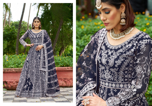 Royal Export présente un salwar kameez formel en coton à motif papillon lourd pour la collection de fête - Product Image 5