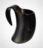 Chope à bière Battle Brew en corne véritable écologique avec logo personnalisable pour les fêtes, design classique fait main