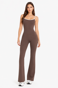 Combinaison de yoga confortable à bretelles croisées et dos ouvert, motif uni, style sexy pour soirée, en Spandex/Nylon, idéale pour le printemps - Product Image 3