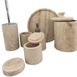 Accessoires de bain en marbre fabriqués à la main 7 pièces, accessoires de salle de bain en marbre Onyx, ensemble de bain en marbre 6 pièces - Product Image 6