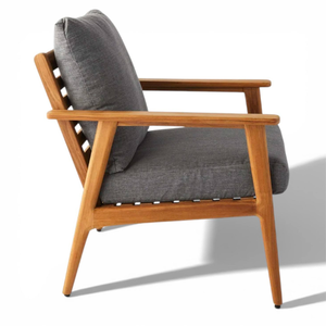 Fauteuil de jardin minimaliste en teck, chaise d'extérieur rembourrée avec coussin moelleux, siège de salon de patio - Product Image 4