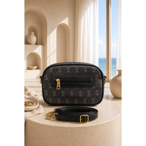 Bolso de Mano y Hombro de PU Estampado con Doble Compartimento, Negro, de Doble Cara - Product Image 1