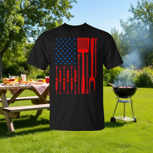 T-shirt drapeau américain pour la fête des pères, barbecue, papa, mari - Product Image 3
