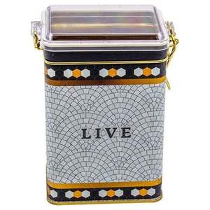 Boîte de rangement en métal motif mosaïque géométrique 75x100x150mm avec fermoir en fil métallique et couvercle transparent pour l'organisation et l'affichage - Product Image 4