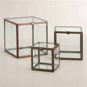 Clair Rectangle Verre De Table Noir Laiton Bordure Impressionnant Qualité Bureau Salon Boîtes À Bijoux En Bois Boîte-Cadeau Décorations - Product Image 2