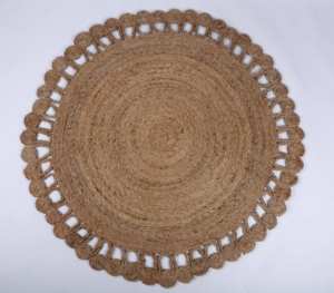 Alfombra de yute de fibra natural cosida a mano trenzada Reversible patrón moderno novedoso respetuoso con el medio ambiente sostenible antideslizante antibacterias - Product Image 1