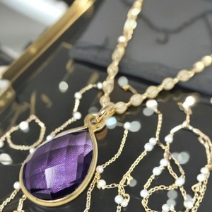 Collier pendentif améthyste 7x10mm style romantique pour femme pierre de naissance de février en argent sterling 925 avec placage or rhodié - Product Image 5