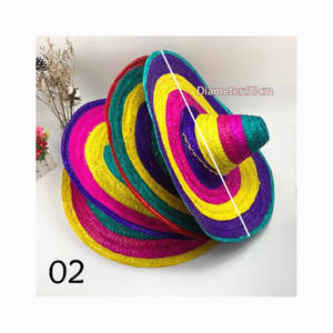 หมวกปาร์ตี้คาวบอยแวววาวสีสันสดใสขายดีหมวกชายหาดฤดูร้อนหมวก sombrero สายรุ้งฟางในเวียดนาม - Product Image 5