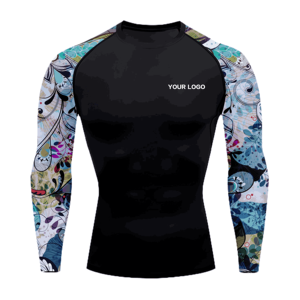 High Quality Printed Colorful <b>Long</b> <b>Sleeve</b> <b>Men's</b> MMA Rush Guard <b>Top</b> Quality Compression <b>Gym</b> Shirts MMA Fitness <b>Men</b> Rush Guards - Product Image 6