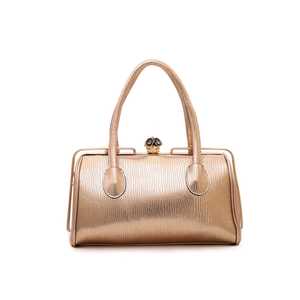 Lujoso bolso de mano de champán P35840 para niñas, bolso de mano con marco de diamantes de imitación, bolso de cuentas con cadena de cuero genuino, informal elegante - Product Image 1