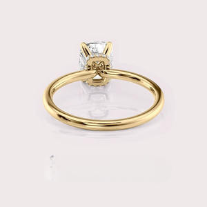 IGI Certified Radiant Shape Lab Created Diamond Engagement <b>Ring</b> 14K Rose / White & Yellow Gold Hidden Halo Bridal <b>Ring</b> - Product Image 3