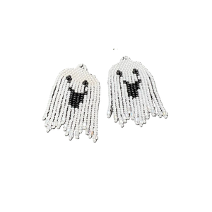 Pendientes bordados de cuentas de semillas de Halloween para niños Pendientes de cuentas de semillas de diseño elegante Pendientes de cuentas de semillas hechos a mano puros - Product Image 2