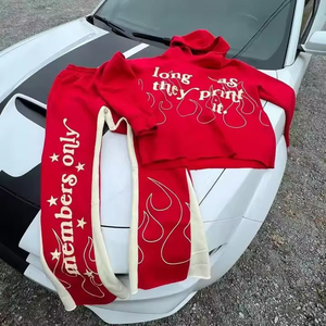 Conjunto de chándal y sudadera con capucha y pantalones de chándal unisex con serigrafía y logotipo personalizado OEM, ropa de calle, chándal, chándal - Product Image 2