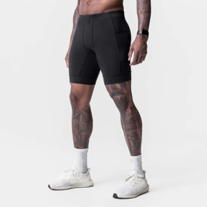 Pantalones cortos de entrenamiento de compresión de alto rendimiento para hombres, ideales para gimnasio y entrenamientos para correr - Product Image 3