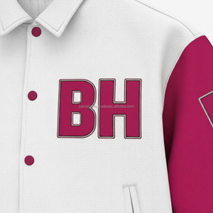 Veste universitaire en laine de haute qualité 450 GSM couleur blanche et marron Chenille Patch broderie personnalisée Logo veste universitaire pour femmes - Product Image 6