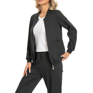 Veste médicale unisexe à fermeture éclair sur le devant, vêtements de travail pour le personnel des hôpitaux et des cliniques, tissu extensible, OEM ODM, marque privée - Product Image 4