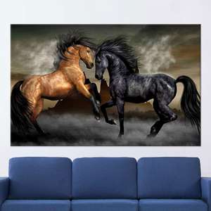 ของขวัญสำหรับคนรักม้าแบล็คสตัลเลียน: งานศิลปะบนผ้าใบพิมพ์ลาย ตกแต่งบ้านด้วยภาพสัตว์สุดหรู หมายเลข 3 ห่อหุ้มอย่างดี - Product Image 1