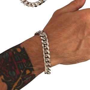 HipHop personalizado 12mm pulsera de eslabones cubanos plata esterlina con chapado en oro blanco estilo aniversario joyería estilo rapero - Product Image 1