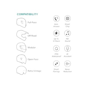 Casque de moto avec audio HD IPX6 pour casque Bluetooth avec autonomie de 12 heures et assistant IA - Product Image 3