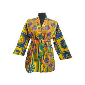 Kantha Kimono Bata Corta de Lujo Bohemio Hecho a Mano 100% Algodón Manga Completa Diseño Reversible Transpirable Suave para Invierno - Product Image 2