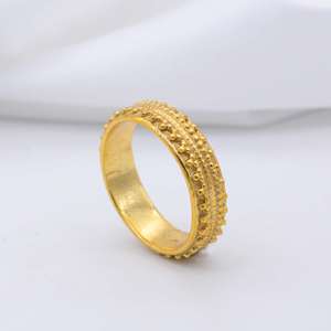 Anillo Étnico de Latón con Puntos, Chapado en Oro de 18k, Texturizado Tribal, Anillo al por Mayor para Mujer - Product Image 6
