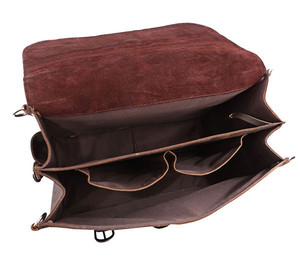 Durable 2-Compartment Leather <b>Messenger</b> <b>Bag</b> Large Capacity Casual Style <b>Laptop</b> and File Carry Sack - Product Image 3