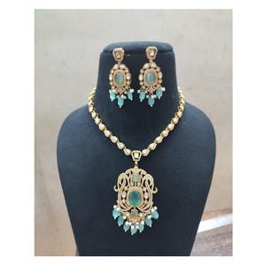 Multi Layered Green Beaded Kundan <b>Necklace</b> Set with <b>Pearls</b> & <b>Earrings</b> Bridal <b>and</b> Festive Jewelry for Grand Occasions - Product Image 1