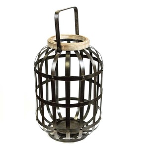 Venta al por mayor elegante vela de hierro linterna acabado brillante vidrio mango de metal Navidad hogar Interior decoración exterior con - Product Image 1