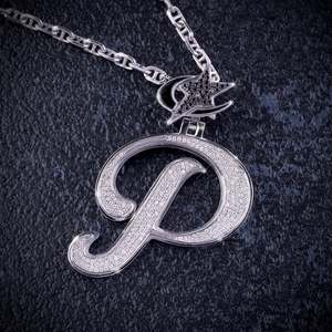 Bijoux de rappeur, pendentif personnalisé avec lettre, argent sterling 925, diamant moissanite, or rose bicolore avec fermoir en forme de cœur - Product Image 3