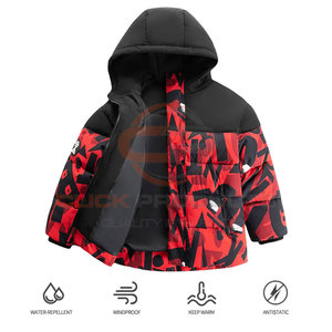 Veste bouffante à capuche en laine imprimée personnalisée pour hommes col montant motif dessin animé noir rouge coupe-vent séchage rapide hiver extérieur OEM - Product Image 4