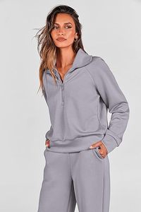 Survêtement pour femme de qualité supérieure, 100% coton, style uni, surdimensionné, deux pièces - Product Image 5