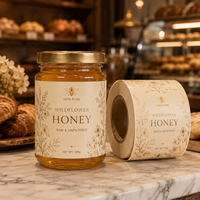 Étiquettes transparentes en feuille d'or avec impression de logo personnalisé, autocollants imperméables pour pots de miel, bouteilles, emballages
