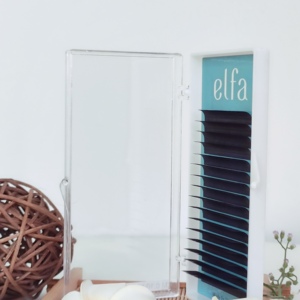 Extensions de cils classiques longues en fibre PBT coréenne de marque ELFA, naturelles, 0.10 Mix 8-15mm, marque privée, fabriquées au Vietnam - Product Image 1