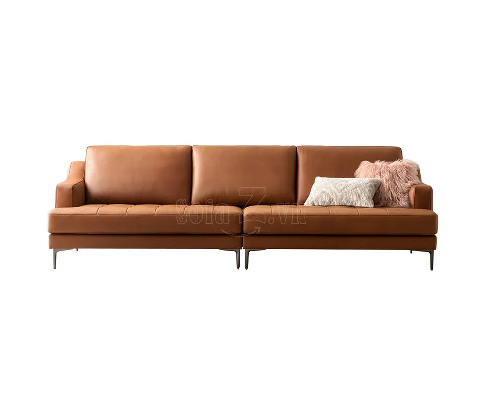 Lüks ve genç turuncu deri döşemeli kanepe, benzersiz, göz alıcı dikili yastıkları ile oturma odası kanepe
