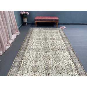 Alfombra Vintage de 5.4x9.4 pies, Alfombra Turca Grande, Alfombra Marrón Sólida - Product Image 5