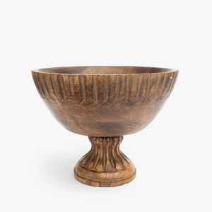 Cuenco de Madera Tallado a Mano con Pedestal, Estilo Gótico Vintage, Decoración para el Hogar, Corte Esmeralda, Plato de Madera con Pedestal de Estilo Antiguo para Vajilla de Eventos - Product Image 1
