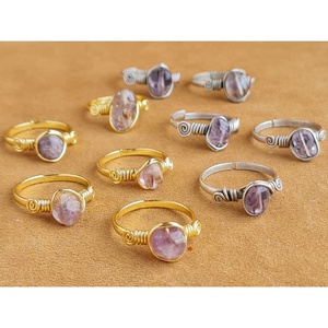 Gold and Silver Plated Fashion <b>Rings</b> with Purple Stone for Retail Jewelry Collections - Product Image 2